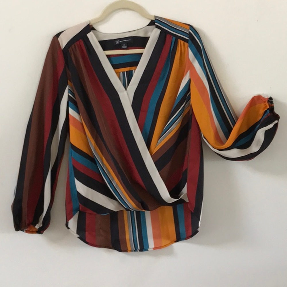 INC International Concept faux wrap blouse.